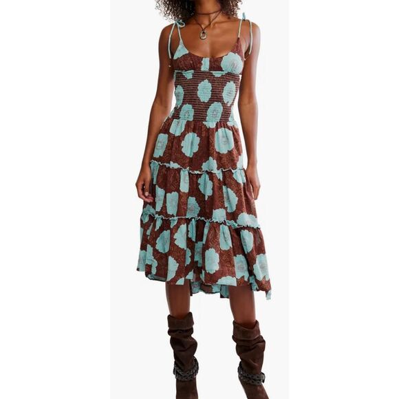 Free people Abercrombie & Fitch Flutter Sleeve Midi Dress size M - Picture 7 of 8